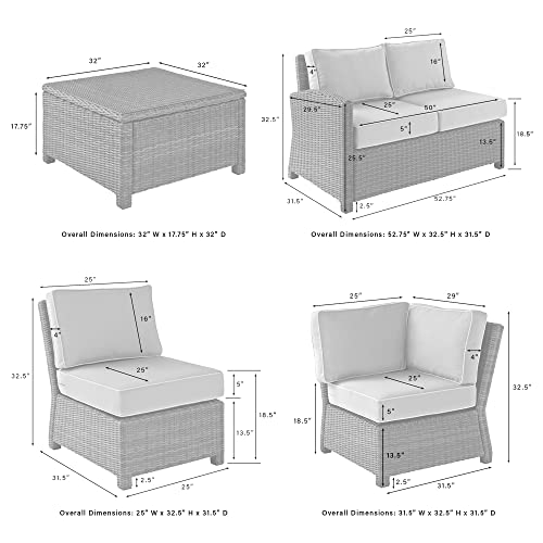 Crosley Furniture Bradenton 5-Piece Outdoor Sectional Sofa Set Brown with Sangria Cushions