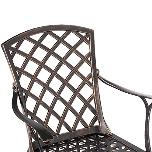 Gardenised Bronze Indoor and Outdoor Dining Set with 4 Chairs and 1 Table, Bistro Patio Cast Aluminum