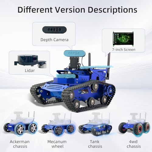 XiaoR Geek AI Vision Robot Kit with Lidar and 7in Touch Screen Blue