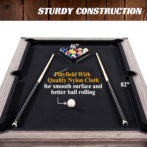 Barrington Billiards Monteray 7’ Drop Pocket Pool Table 3-in-1 Dining Top & Table Tennis Brown/Black