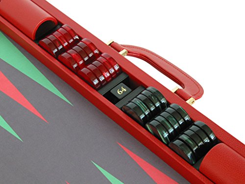 Zaza & Sacci Leather/Microfiber Backgammon Set 23" Large Attache Case Red
