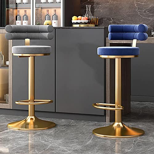 IPSU 360° Swivel Bar Stools Set of 4 Height Adjustable Velvet Blue