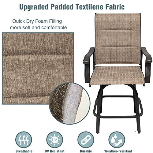 Super Mart 5PC Outdoor Bar Stools Set with Swivel Chairs and Bistro Table Brown