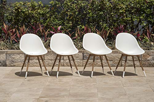 Amazonia Warwick 11-Piece Oval Patio Dining Set Teak Wood Extendable White Chairs