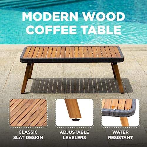 IDZO Serene Outdoor Conversation Set 4 Pieces FSC Certified Acacia Wood with Soft Cushions Cream Opal