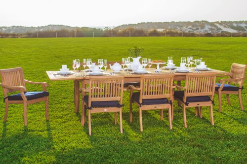 WholesaleTeak 9 Pc Luxurious Grade-A Teak Dining Set Brown