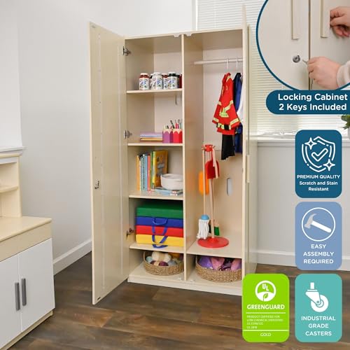 Children's Factory Angeles Mobile Teacher's Locking Storage Cabinet Wooden