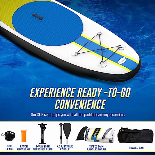 Blue Water Toys Portable Inflatable Stand Up Paddle Board Kit Turquoise/Yellow