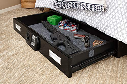SnapSafe Under Bed Safe Large for Firearms and Valuables Black 40 x 6 x 22 Inches