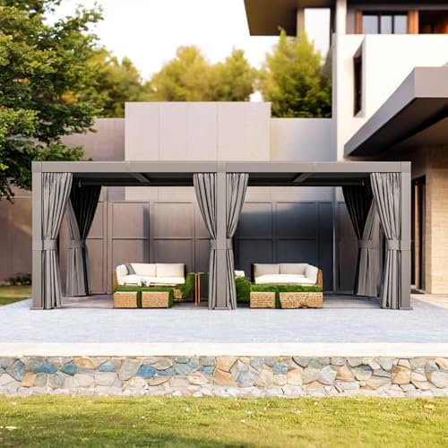 oneinmil Louvered Aluminum Pergola with Adjustable Top for Outdoor Decks, Gardens, Backyards
