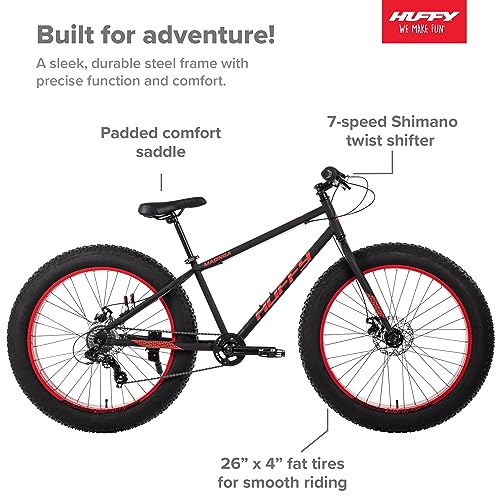 Huffy Maunga Mens Fat Tire Bike Black and Red