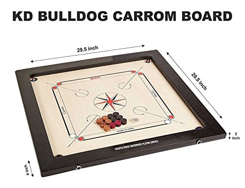 PRECISE Champion Bulldog Carrom Board 24mm with Coin & Striker