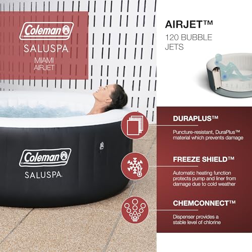 Coleman SaluSpa 4-Person Inflatable Hot Tub with 120 AirJets Black