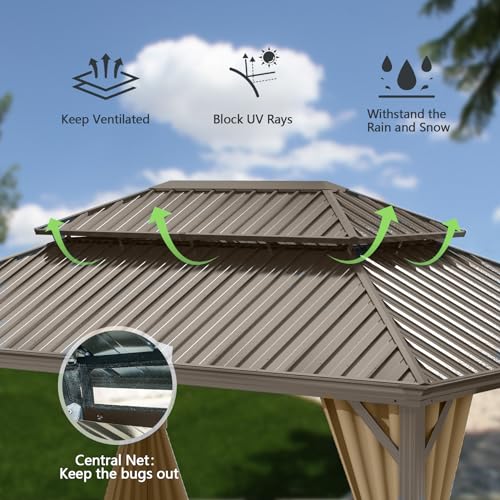 Domi Outdoor Living 10’ x 12’ Hardtop Gazebo Dark Brown