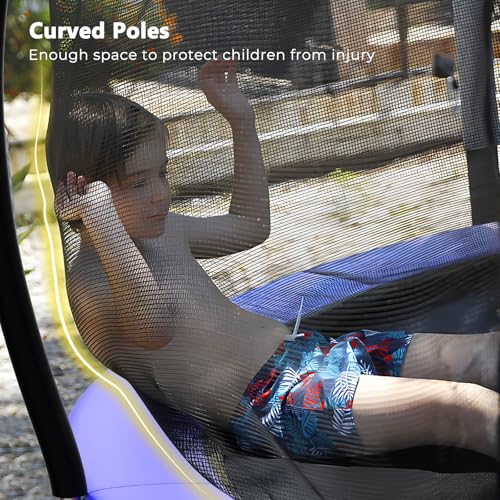 Lyromix 12FT Outdoor Trampoline with Safety Enclosure Red & Blue