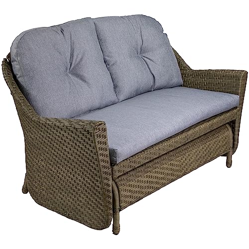 Northlight 46" Taupe Gray Resin Wicker Deep Seated Double Glider with Gray Cushions Grey