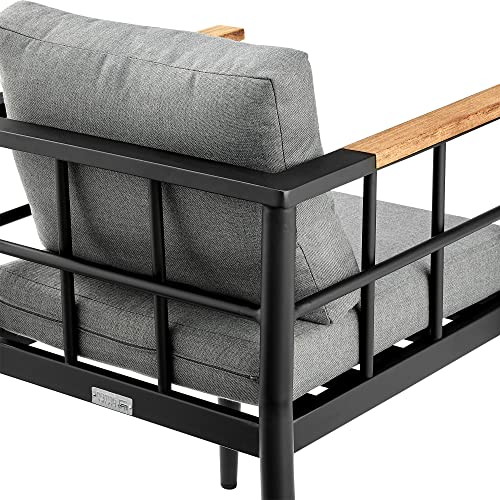 Armen Living Beowulf Modern Outdoor Patio Dining Set, 7 Piece, Black