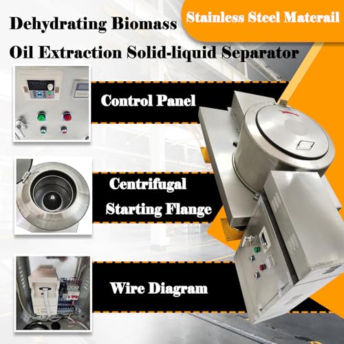EQCOTWEA Industrial Centrifuge Machine Stainless Steel 1.5KW Gray