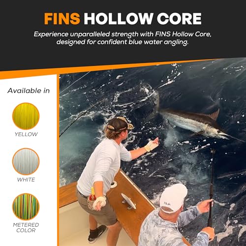 FINS Hollow Core Braided Fishing Line Metered Color - 100 lb, 4800 Yds