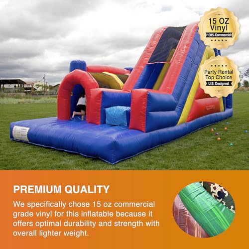 JumpOrange 30' Rainbow Xtreme Inflatable Obstacle Course Red/Yellow/Blue