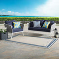 Modway Stance Outdoor Patio Aluminum Loveseat and Armchair White Navy
