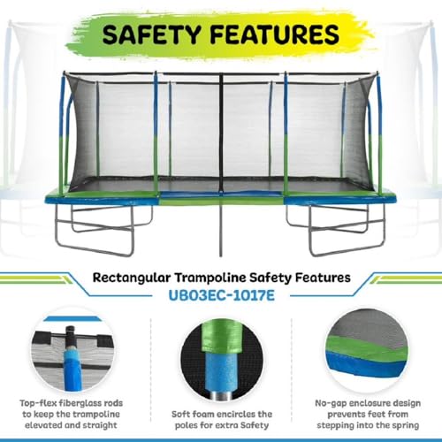 Upper Bounce Rectangle Trampoline Outdoor Set with Enclosure Blue