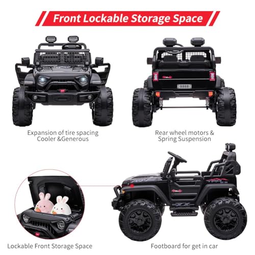 Nasitip 24V Kids 2-Seater Electric Car with Remote, Black