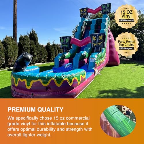 JumpOrange 19' Level Up Water Slide with Detachable Deep Pool Pink