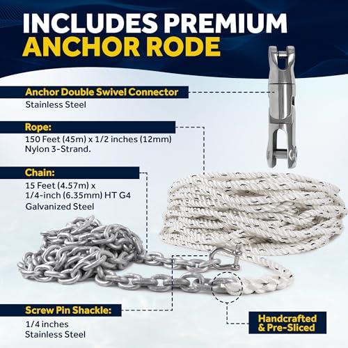 Five Oceans Vertical Windlass Kit 600W 12V with 150ft Rope & 15ft Chain Silver/Black