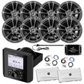 Enrock Marine Bluetooth AM/FM Digital Media Receiver with 6.5" Chrome Speakers and Amplifiers Black