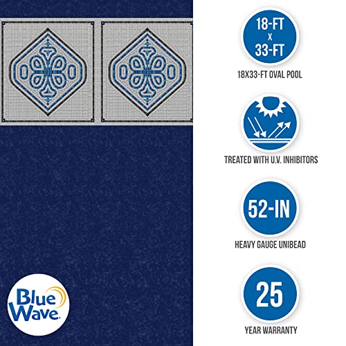 Blue Wave Heavy Gauge Mangalore Mosaic Oval Unibead Pool Liner 18x33 FT Blue