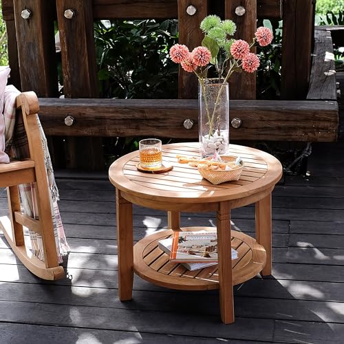 Cambridge Casual Vermont Teak Wood 3 Piece Patio Rocking Conversation Set Chat Set