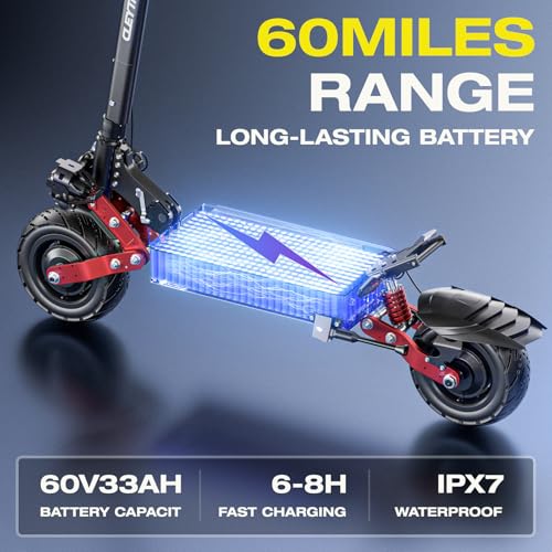 Cleytro Adult Electric Scooter 6000W 60V 50MPH 60 Miles Range Black