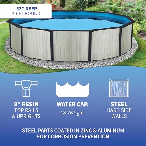 Blue Wave Savannah 30-ft Round 52-in Deep Hybrid Above Ground Pool Package White