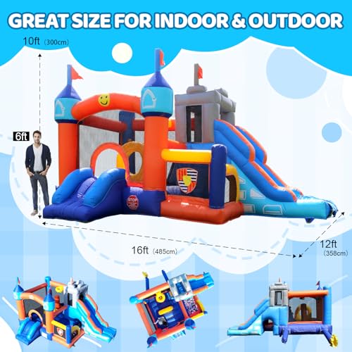 awesmflate 16FT x 12FT Commercial Inflatable Bounce House Multicolor