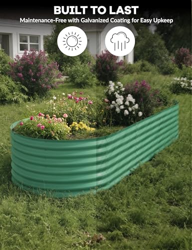 Hipicute 2Pcs 10x4x1.5ft Galvanized Raised Garden Bed Green