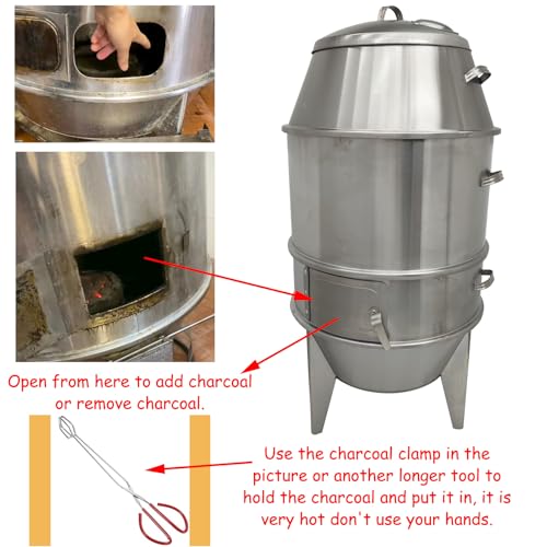 Banfluxion 3-Tier Commercial Charcoal Roast Duck Oven Stainless Steel Silver