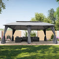 Grand Patio 13'x20' Gray Gazebo with Double Vent Canopy, Privacy Curtains, and Netting