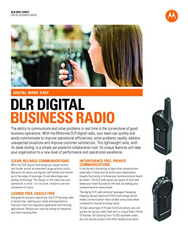 Motorola Solutions 6 DLR1060 Two Way Radios & 1 56531 Radio Charger Black