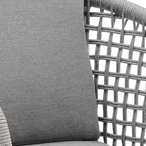 HomeRoots 40" Light Gray Metal Swivel Outdoor Counter Height Bar Chair with Footrest Grey