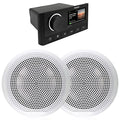 Fusion Entertainment Marine Receiver with 1 Pair EL-F651W 6.5" Speakers White Classic Grills