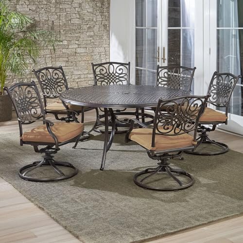 Hanover Traditions 7-Piece Patio Dining Set with Tan Cushions