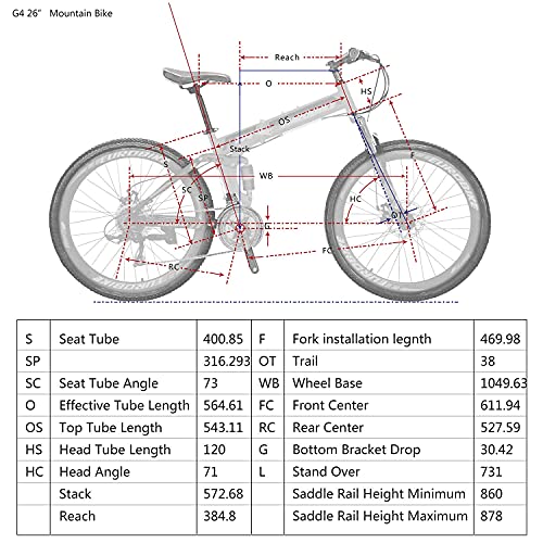 EUROBIKE 26” Full Suspension Mountain Bike 21 Speed Folding Bicycle Men or Women MTB G6 Red