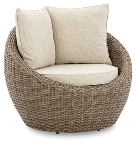 Signature Design by Ashley DANSON Swivel Lounge Chairs with Cushion, 2 Count, Light Brown