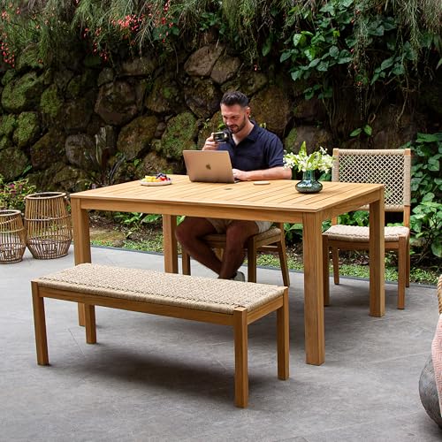 Cambridge Casual Paxton Wood 4-Piece Outdoor Dining Set Natural Teak/All-Weather Wicker Configuration 1 - 4 Seater