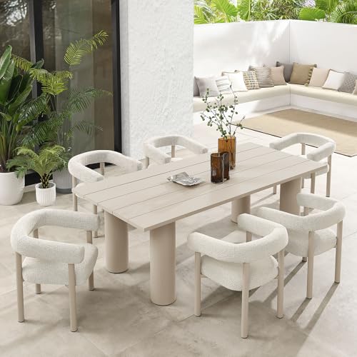 Modway Nautica 7-Piece Outdoor Rectangular Dining Set Ivory Taupe