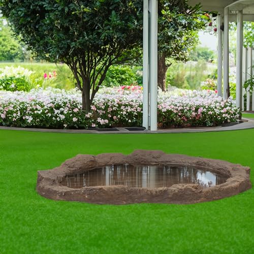 Gardenised Faux Rock Fiberglass Decorative Garden Pond Beige 27 Gallon