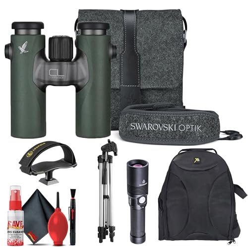 SWAROVSKI OPTIK CL 10X30 Binoculars with Northern Lights Accessory Package, Backpack, Flashlight, Tripod, Adapter, and Cleaning Kit Green