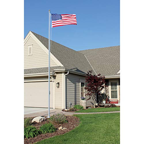 Eder Flag SS25 25-Foot Aluminum Flagpole with 4x6-Foot American Flag Satin Finish