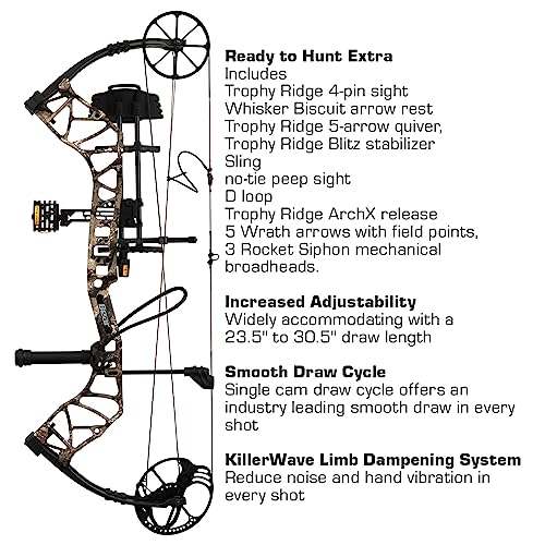 Bear Archery Species EV Ready to Hunt Compound Bow Package 60 lb Left Hand True Timber Strata